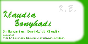 klaudia bonyhadi business card